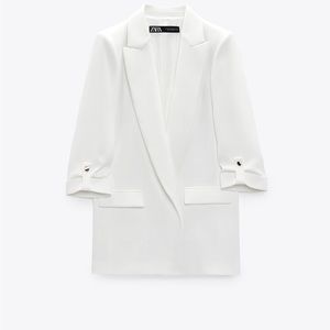 Zara blazer with rolled up sleeve white xs nwt top